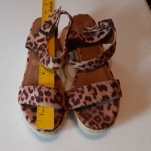 Cityclassified Animal Print Vegan Suede Wedge Sandals